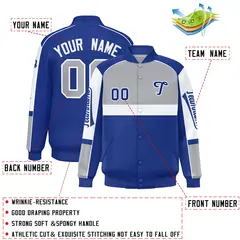 Gray Royal Raglan Sleeves Varsity Letterman Jacket 2
