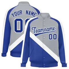 Gray Royal Raglan Varsity Letterman Baseball Jacket 1