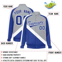 Gray Royal Raglan Varsity Letterman Baseball Jacket 2