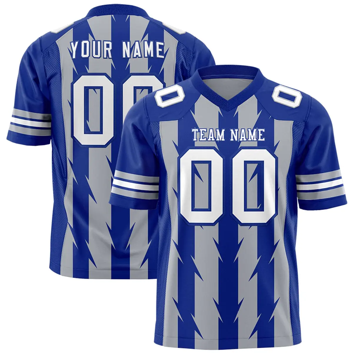 Gray Royal Razr Stripe Graffiti Pattern Flag Football Jersey
