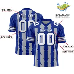 Gray Royal Razr Stripe Graffiti Pattern Flag Football Jersey 2