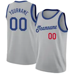 Gray Royal-Red Classic Athletic Basketball Jersey 1