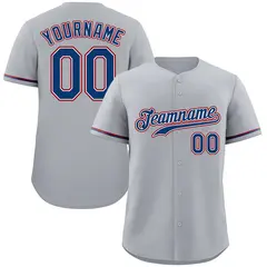 Gray Royal-Red Classic Authentic Baseball Jersey 1
