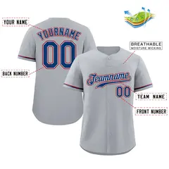Gray Royal-Red Classic Authentic Baseball Jersey 2