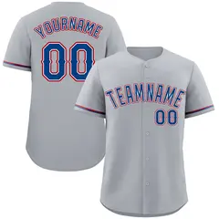 Gray Royal-Red Classic Authentic Baseball Jersey 1