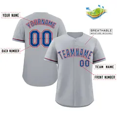 Gray Royal-Red Classic Authentic Baseball Jersey 2