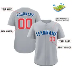 Gray Royal-Red Classic Authentic Baseball Jersey 2