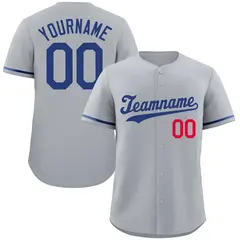 Gray Royal-Red Classic Authentic Baseball Jersey 1