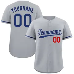 Gray Royal-Red Classic Authentic Baseball Jersey 1