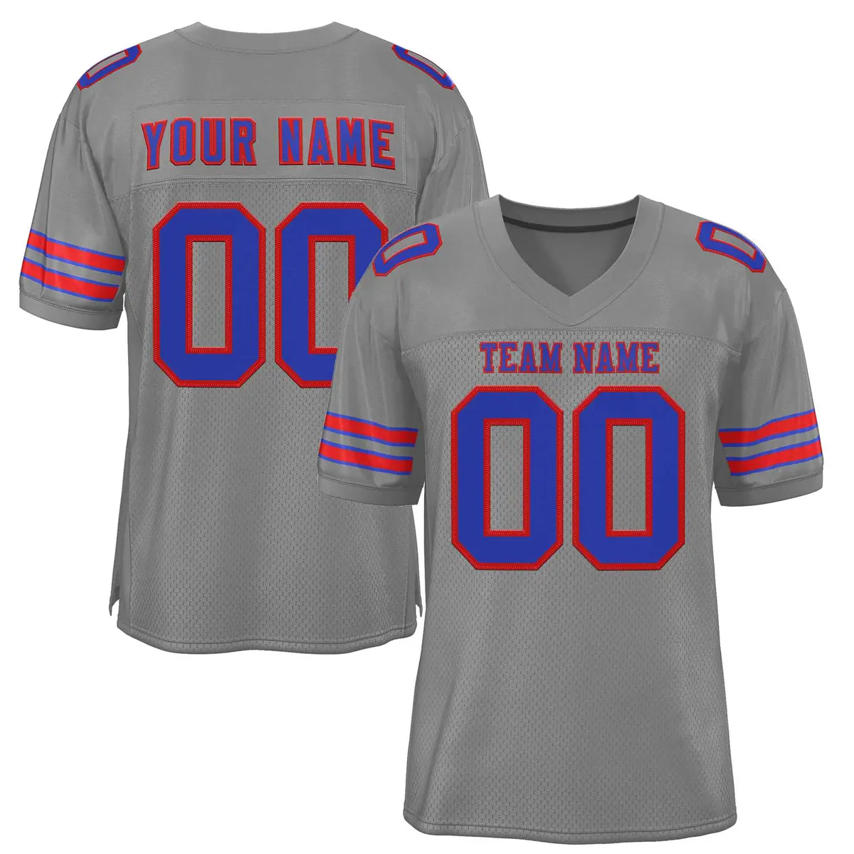 Gray Royal-Red Classic Style Authentic Football Jersey