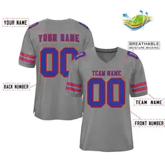 Gray Royal-Red Classic Style Authentic Football Jersey 2