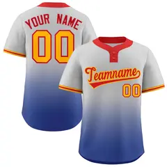 Gray Royal Red-Gold Gradient Two-Button Softball Jersey 1
