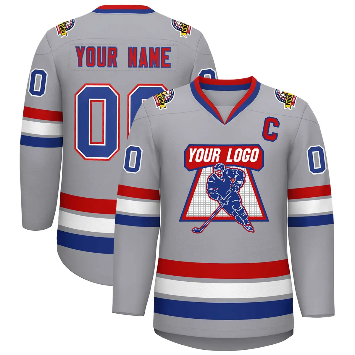 Gray Royal Red-Red Classic Hockey Jersey