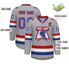 Gray Royal Red-Red Classic Hockey Jersey 2