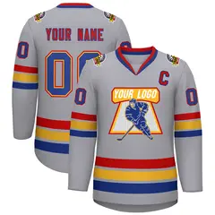 Gray Royal Red-Red Classic Hockey Jersey 1