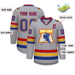 Gray Royal Red-Red Classic Hockey Jersey 2