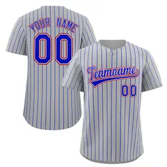 Gray Royal-Red Stripe Authentic Fashion Baseball Jersey 1