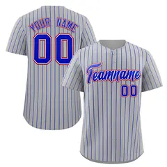 Gray Royal-Red Stripe Authentic Fashion Baseball Jersey 1
