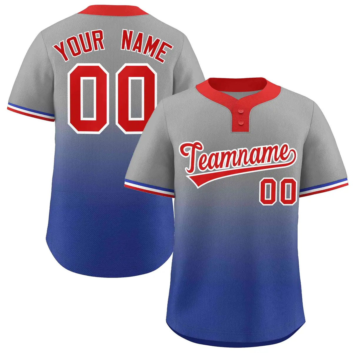 Gray Royal Red-White Gradient Two-Button Softball Jersey