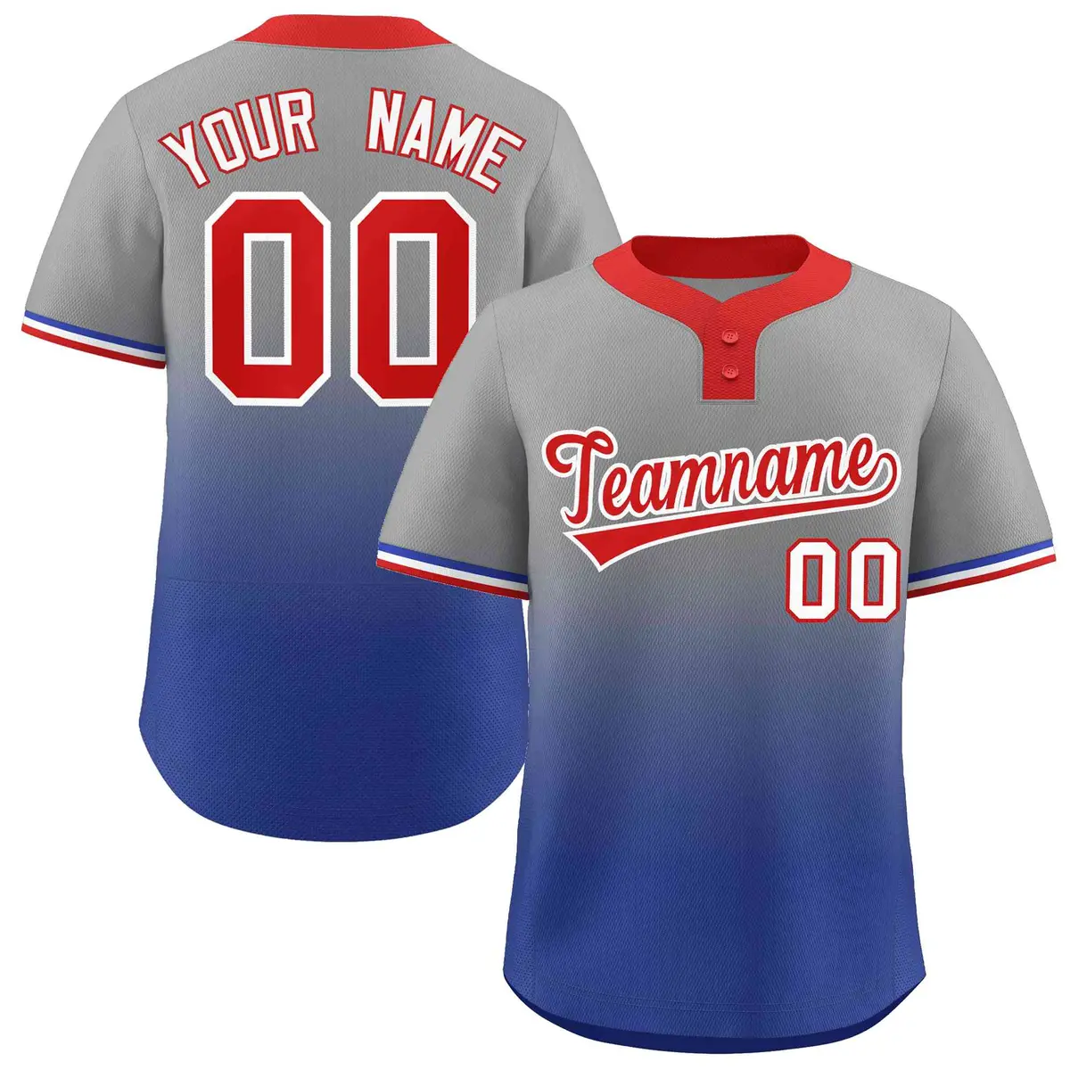 Gray Royal Red-White Gradient Two-Button Softball Jersey