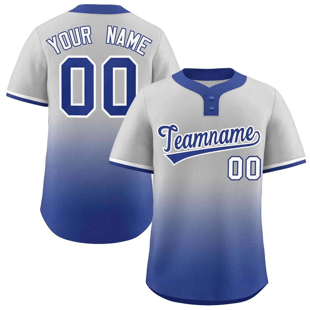 Gray Royal Royal-White Gradient Two-Button Softball Jersey