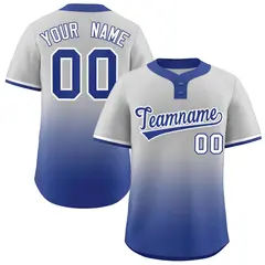 Gray Royal Royal-White Gradient Two-Button Softball Jersey