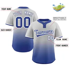 Gray Royal Royal-White Gradient Two-Button Softball Jersey 2