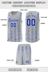 Gray Royal Scratches Pattern Sports Basketball Jersey 2