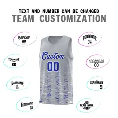 Gray Royal Scratches Pattern Sports Basketball Jersey 3