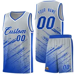 Gray Royal Splash Basketball Uniforms for School 1
