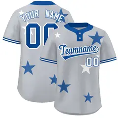 Gray Royal Star Graffiti Two-Button Baseball Jersey 1