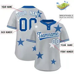 Gray Royal Star Graffiti Two-Button Baseball Jersey 2