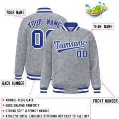 Gray Royal Star Pattern Varsity Letterman Baseball Jacket 2