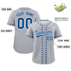 Gray Royal Star Ribbing Authentic Baseball Jersey 2