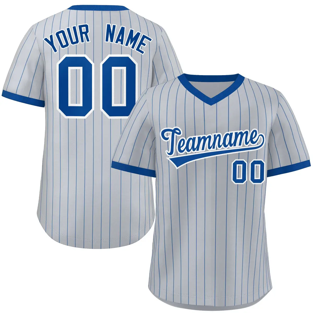Gray Royal Stripe Authentic Pullover Baseball Jersey