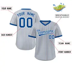 Gray Royal Stripe Authentic Pullover Baseball Jersey 2