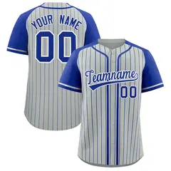 Gray Royal Stripe Raglan Sleeves Fashion Baseball Jersey