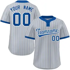 Gray Royal Stripe Two-Button Softball Jersey 1