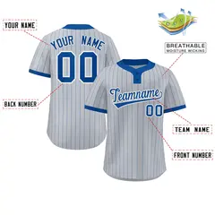 Gray Royal Stripe Two-Button Softball Jersey 2