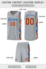 Gray Royal-Texas Orange Side Triangle Splicing Basketball Jersey 2
