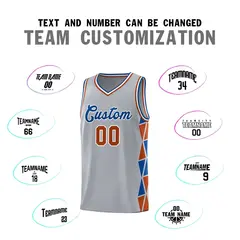 Gray Royal-Texas Orange Side Triangle Splicing Basketball Jersey 3