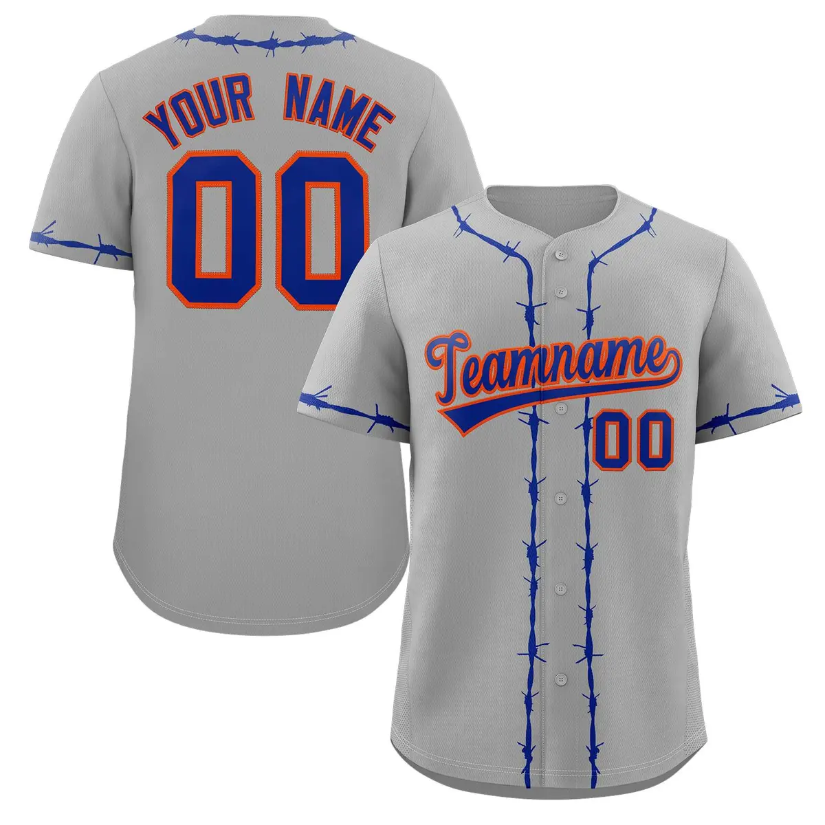 Gray Royal Thorns Ribbed Classic Authentic Baseball Jersey