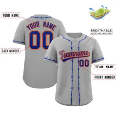 Gray Royal Thorns Ribbed Classic Authentic Baseball Jersey 2