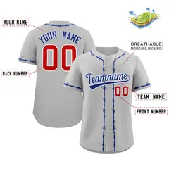 Gray Royal Thorns Ribbed Classic Authentic Baseball Jersey 2