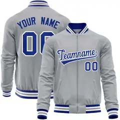 Gray Royal Varsity Full-Zip Letterman Baseball Jacket