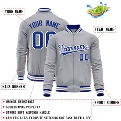 Gray Royal Varsity Full-Zip Letterman Baseball Jacket 4