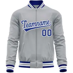 Gray Royal Varsity Full-Zip Letterman Baseball Jacket 5
