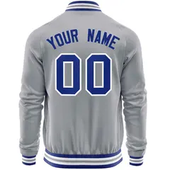Gray Royal Varsity Full-Zip Letterman Baseball Jacket 6