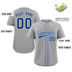Gray Royal-White Classic Authentic Baseball Jersey 2