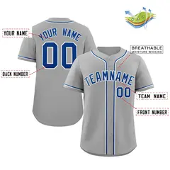 Gray Royal-White Classic Authentic Baseball Jersey 2
